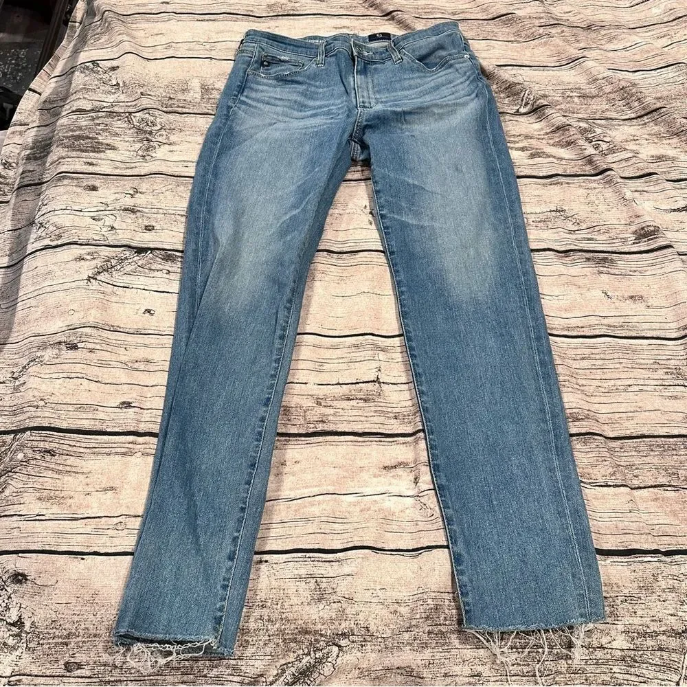AG Adriano Goldschmied The Stevie Ankle Slim Straight Jeans; Raw Hem; Size 29